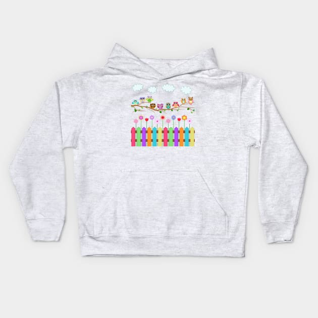 Owl Branches #2 Kids Hoodie by marcusmattingly